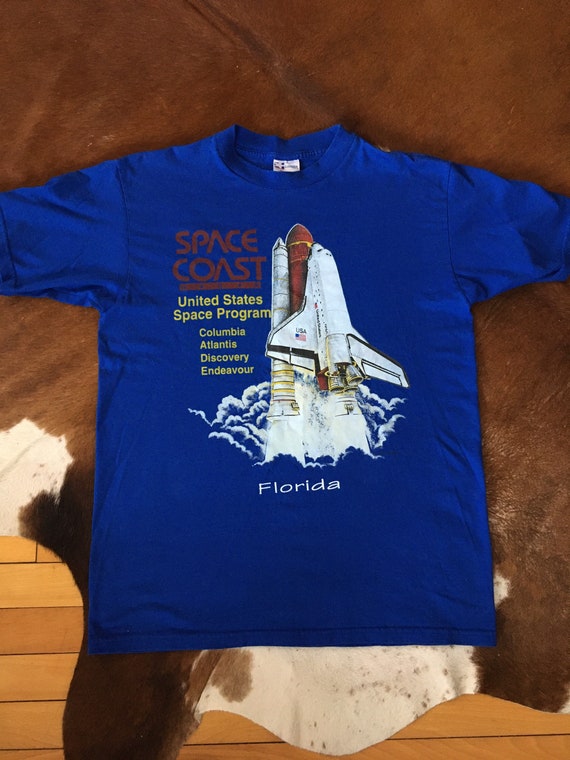 Vintage 80s 90s NASA Space Coast Florida Tourist Souvenir Large Blue 5050  Tshirt -  Canada