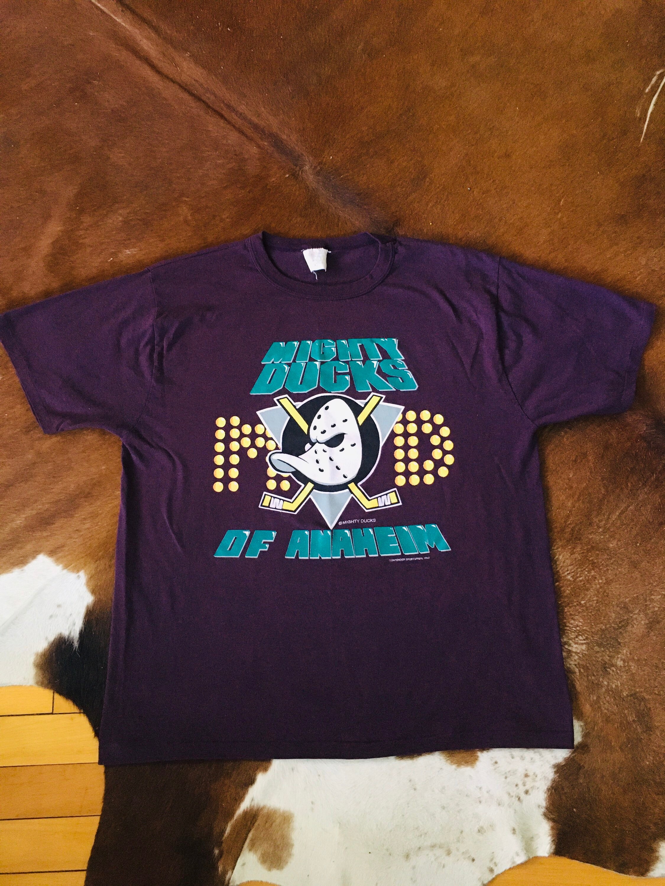 Vintage NHL Anaheim Mighty Ducks Tee Shirt 1993 Medium Made USA