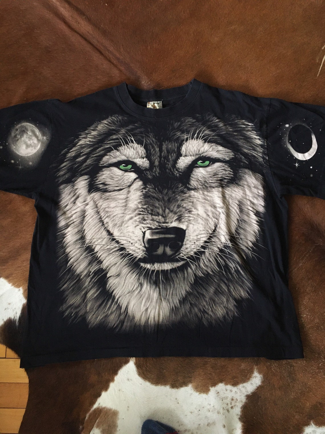 Vintage 90s Wolf Double Sided All Over Print XL XXL Black - Etsy