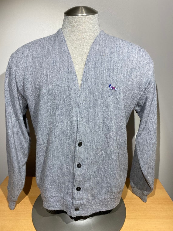 Vintage 60s 70s Challenger Grey Cardigan Button U… - image 1