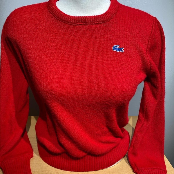 Vintage 80s Izod Lacoste Sportswear Red Medium Crewneck Sweater