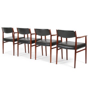 Arne Vodder for Sibast Danish Modern Rosewood and Leather Armchairs. Set of 4 image 5