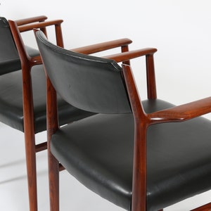 Arne Vodder for Sibast Danish Modern Rosewood and Leather Armchairs. Set of 4 image 6