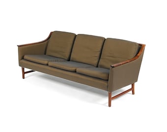Vintage 1960s Scandinavian Modern Rosewood Sofa in Original Fabric. Danish MCM