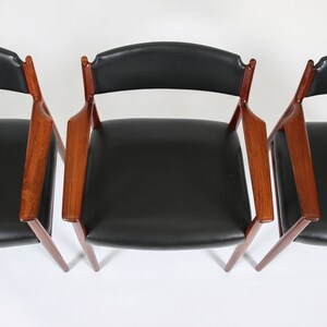 Arne Vodder for Sibast Danish Modern Rosewood and Leather Armchairs. Set of 4 image 3