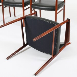 Arne Vodder for Sibast Danish Modern Rosewood and Leather Armchairs. Set of 4 image 10