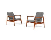 Pair of Teak Lounge Chairs by Finn Juhl for France and Son. 1960s MCM Danish