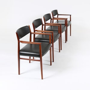 Arne Vodder for Sibast Danish Modern Rosewood and Leather Armchairs. Set of 4 image 2