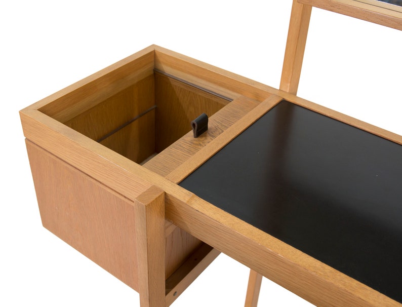 Mid Century Oak Danish Vanity and Chair MCM Free Shipping