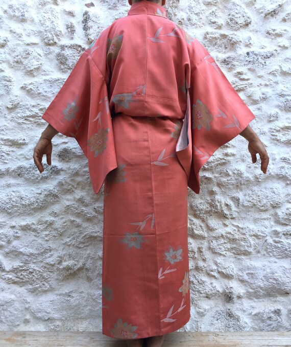 Pfirsich Rosa Seidenblumen Kimono Blumen Jacquard Japanischer Etsy
