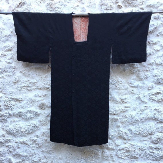 Vintage Japanese Silk Kimono / Black Silk Kimono J