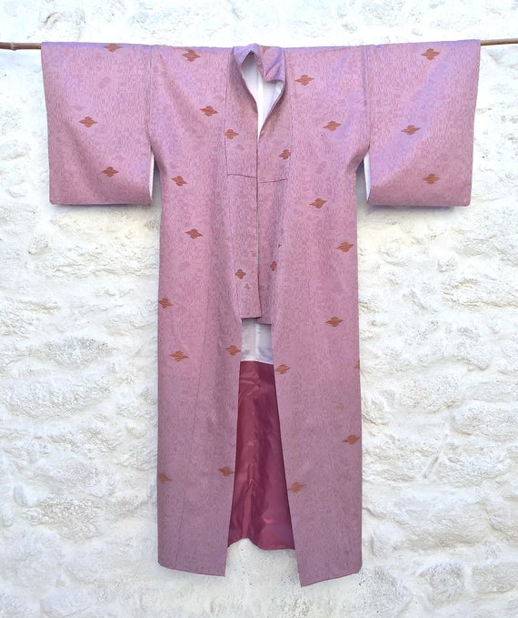 Pink Metallic Brocade Kimono, Metallic Embellished