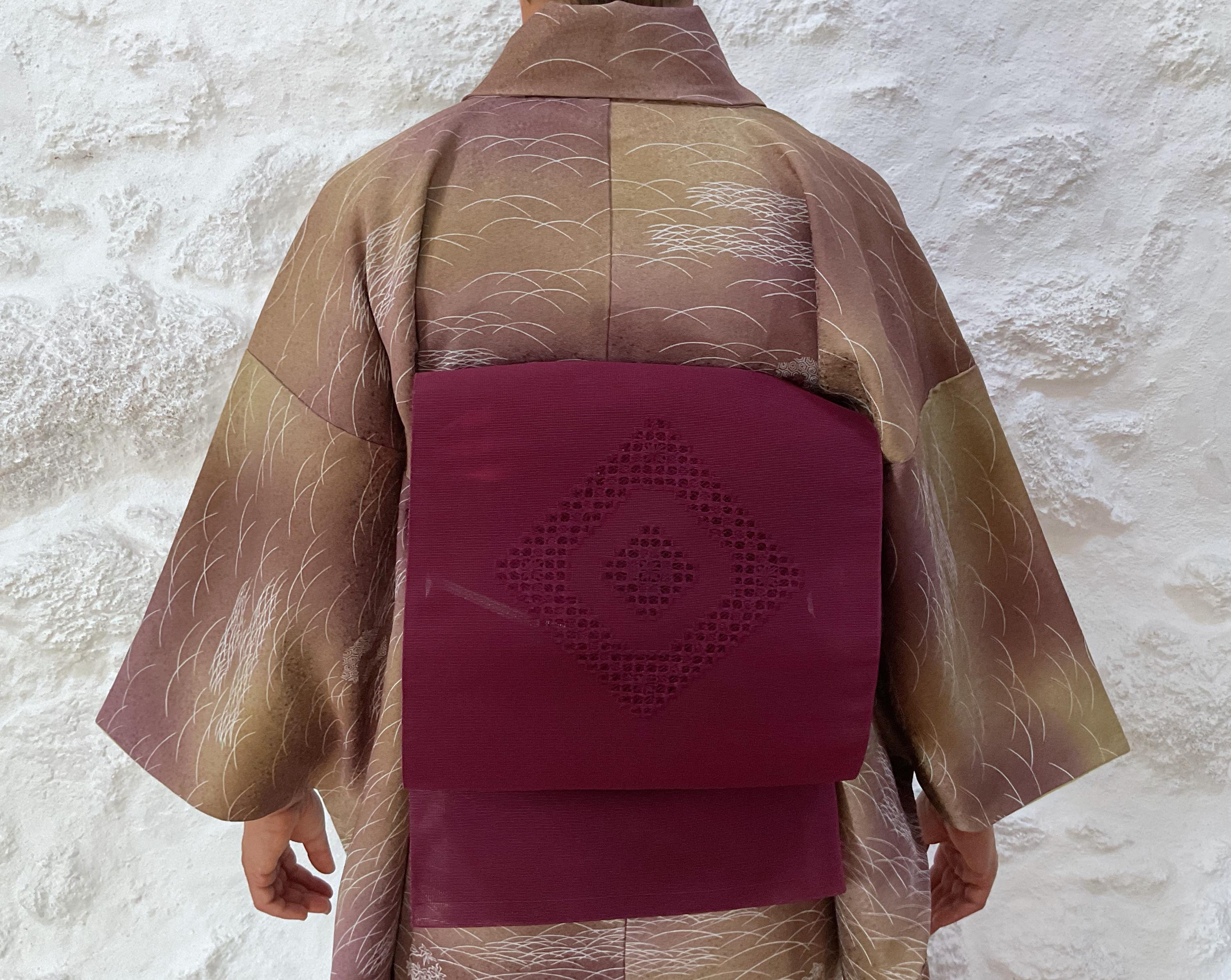 Vintage Purple Obi Belt: Transparent Japanese Kimono Sash - Etsy display picture 1