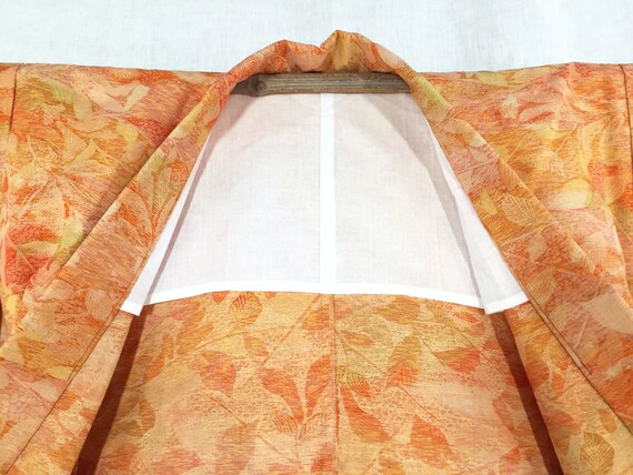 Orange Vintage Kimono, Linen Silk Summer Kimono, … - image 5