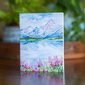 Cartão de felicitações em aquarela Washington Cascades, Outdoorsy PNW Nature Wilderness Landscape, Design de floresta de montanha do parque nacional, cartão em branco