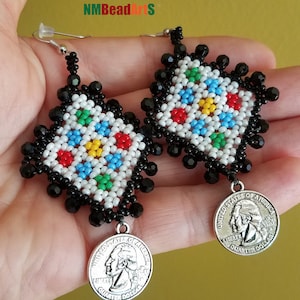 Tribal Beaded Earrings| Ukrainian Style Earrings| NMBeadArtS| Gift for Her| #77