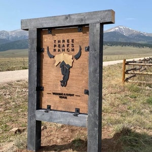 Uithangbord buiten - bord buitenwinkel - bord met frame - houten logobord - bord kantoor - gepersonaliseerd bord - bord achternaam - bord met mes