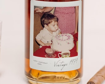 Personalized Photo Wine Label • Glossy Waterproof Sticker for Birthday Party Gifts or Favors
