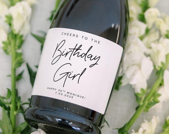 Custom Birthday Girl Wine Label • Personalized Party Gift • Glossy Printed Sticker