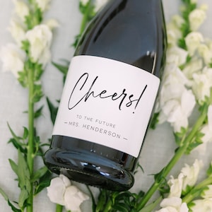 Cheers Custom Wine or Champagne Label Gift with Custom Text  • Engagement Gift Housewarming Glossy Customized Bottle Label Gift