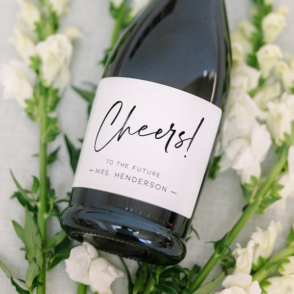 Custom Cheers Wine Label • Engagement, Housewarming Gift • Printed Glossy Sticker