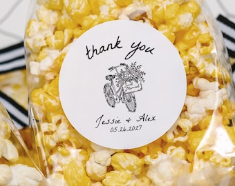 Circle Labels for Popcorn Bags • Thank You Wedding or Baby Shower Favors