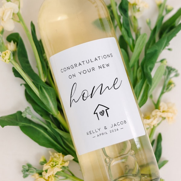 New Home Printed Wine Label • Congratulations On Your New Home Glossy Vinyl Label • Mini or Full Wine or Champagne Bottle Label