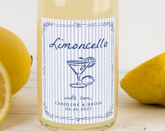Limoncello Label for Homemade Wedding Favors • Waterproof Sticker for Bottles