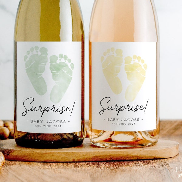 Printed Pregnancy Announcement Wine or Champagne Label • Glossy Vinyl Label • Baby Announcement Mini or Full Wine or Champagne Bottle Label