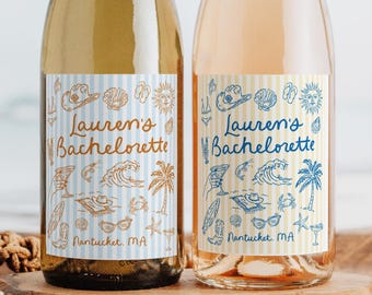 Coastal Cowgirl Glossy Wine Label • Personalized Bachelorette Trip Gifts