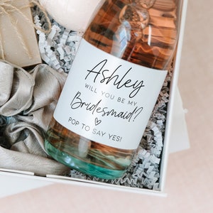 Glossy Bridesmaid Proposal Bottle Label • Will You Be My Bridesmaid Gift for Mini or Full Size Wine or Champagne Bottles