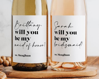 Bridesmaid Proposal Glossy Wine Label • Will You Be My Bridesmaid Gift for Mini or Full Size Wine or Champagne Bottles