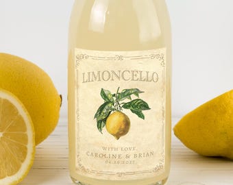 Limoncello Label for Homemade Wedding Favors • Waterproof Sticker for Bottles