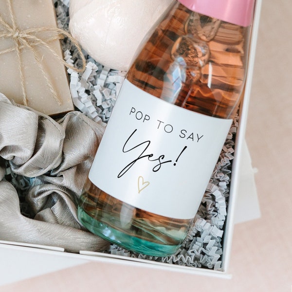 Glossy Bridesmaid Proposal Peel-n-Stick Label • "Pop To Say Yes" Glossy Printed Wine or Champagne Label Maid of Honor or Bridesmaid Gift
