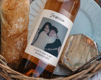 Personalized Photo Wine Label • Glossy Waterproof Sticker for Birthday Party Gifts or Favors