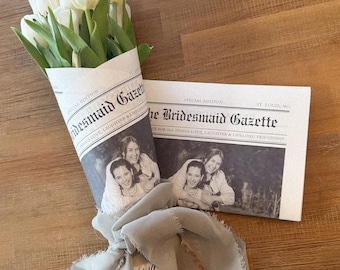 Bridesmaid Newspaper Canva Template • Flower Bouquet Wrap Digital Template