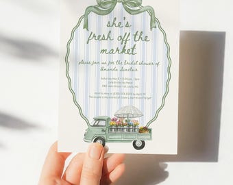 Canva Template • She's Fresh Off The Market Bridal Shower Invitation Template