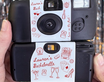 Disposable Camera Wrap Bachelorette Party Vegas Theme • Sticker Only