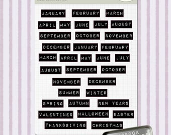Scrapbook Sticker Sheet • Label Maker Months for Junk Journal Stickers