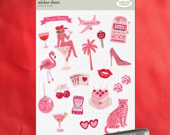 Scrapbook Sticker Sheet • Vegas Bridesmaid Stickers Junk Journal or Planner