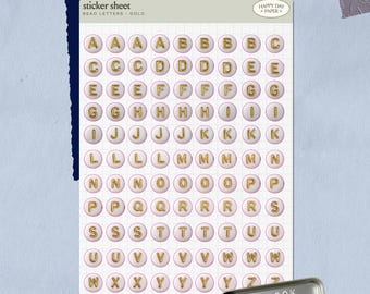 Scrapbook Sticker Sheet • Bead Letters for Junk Journal Stickers • Friendship Bead Alphabet