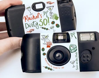 Disposable Camera Wrap Dirty 30 Martini Birthday Theme • Sticker Only