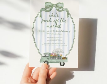 Canva Template • She's Fresh Off The Market Bridal Shower Invitation Template