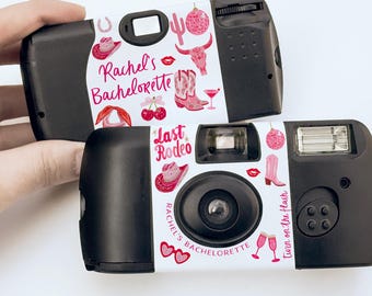 Disposable Camera Wrap Bachelorette Party Last Rodeo Western • Sticker Only