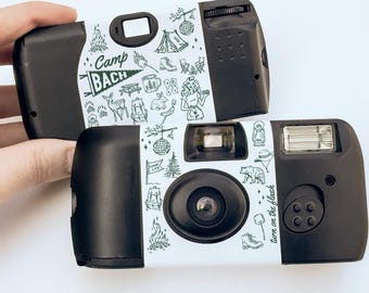 Camp Bach Camera Wrap • Disposable Camera Sticker Label for Camping Bachelorette Party