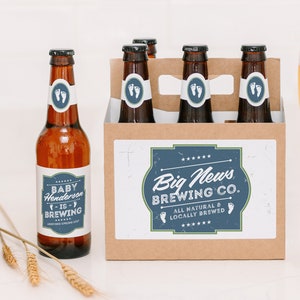 Baby Announcement Beer Label with Optional Carrier • A Baby Is Brewing Custom Beer Label Pregnancy Announcement • Grandpa-To-Be Gift
