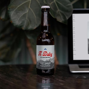 Pregnancy Announcement Beer Label Template for Printing at Home • Canva Template Instant Download • Beer Bottle Sticker Baby Is Brewing