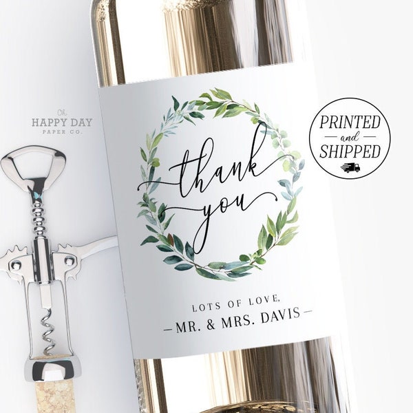 Printed Wine Labels Thank You Wedding Favor Gift • Thank You Wedding Wine Label • Printed & Shipped