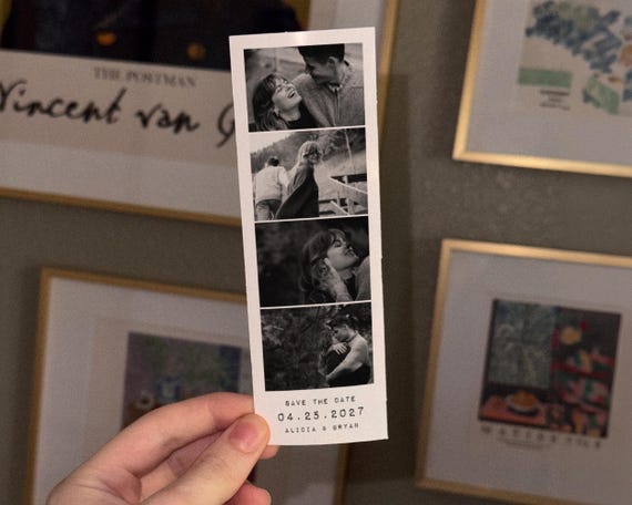 Photo Strip Save The Date • Printed Vintage Style PhotoBooth Strips