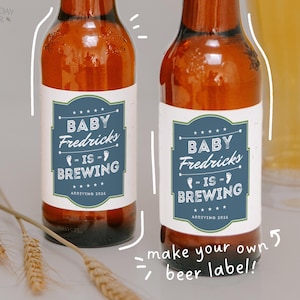 Digital Beer Label TEMPLATE • Printable Baby Is Brewing Beer Label Canva Template